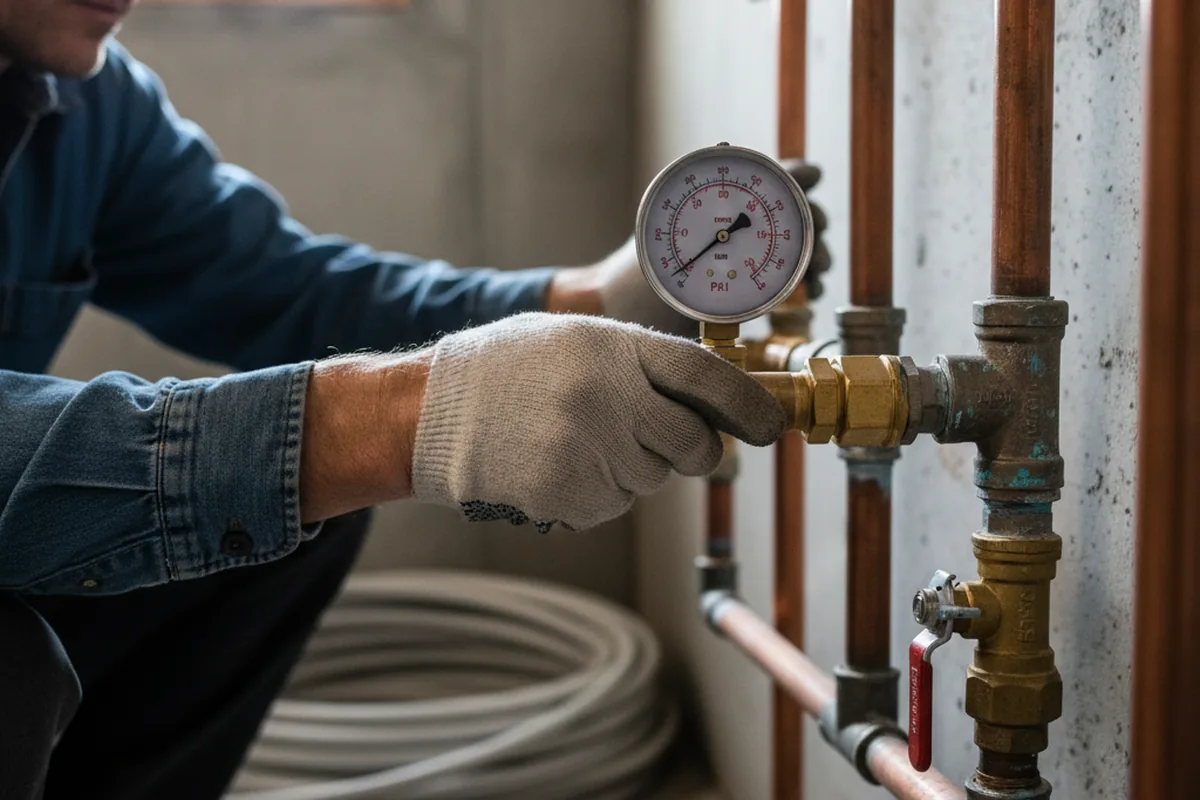 Pressure testing a repaired line during Water Line Repair in Blackwell